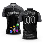 Custom Black Steel Gray-White Billiard Balls Performance Polo Shirt
