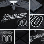 Custom Black Steel Gray-White Billiard Balls Performance Polo Shirt detail