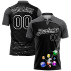 Custom Black Steel Gray-White Billiard Balls Performance Polo Shirt photo 1