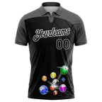 Custom Black Steel Gray-White Billiard Balls Performance Polo Shirt photo 2