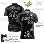 Custom Black Steel Gray-White Billiard Balls Performance Polo Shirt photo 3
