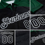 Custom Black Green-White Billiard Balls Performance Polo Shirt detail