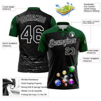 Custom Black Green-White Billiard Balls Performance Polo Shirt photo 3