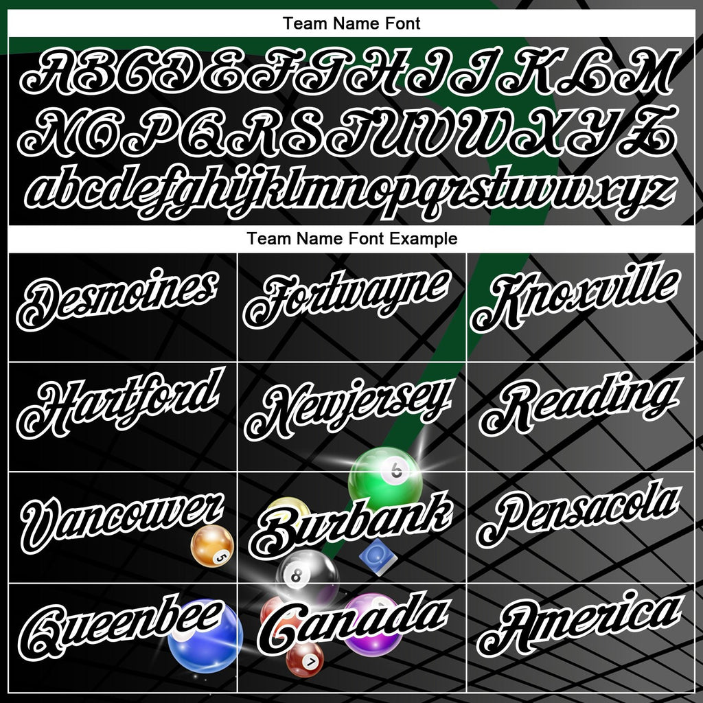 Custom Black Green-White Billiard Balls Performance Polo Shirt photo 4