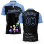 Custom Black-Light Blue Billiard Balls Performance Polo Shirt