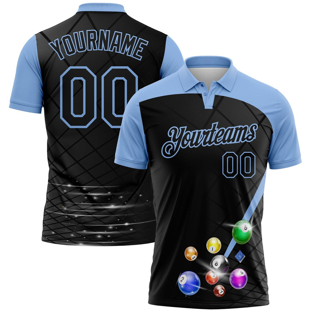 Custom Black-Light Blue Billiard Balls Performance Polo Shirt photo 1