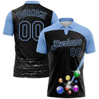 Custom Black-Light Blue Billiard Balls Performance Polo Shirt photo 1