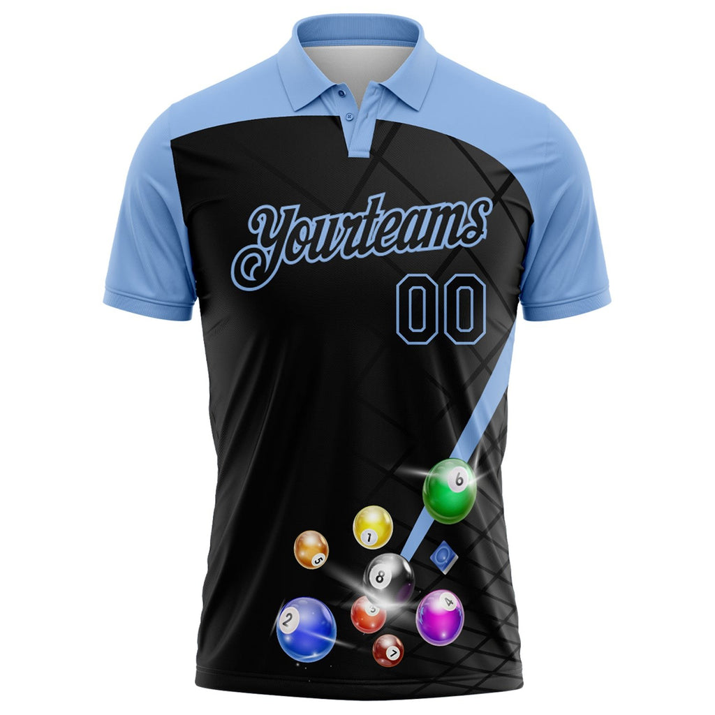 Custom Black-Light Blue Billiard Balls Performance Polo Shirt photo 2
