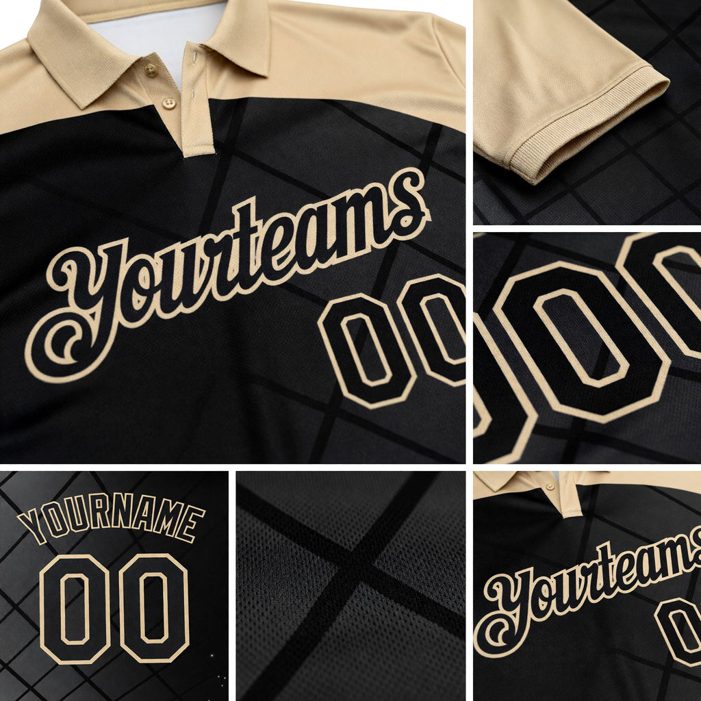 Custom Black-City Cream Billiard Balls Performance Polo Shirt detail