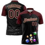Custom Black Crimson-Cream Billiard Balls Performance Polo Shirt photo 1