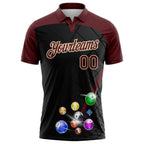 Custom Black Crimson-Cream Billiard Balls Performance Polo Shirt photo 2