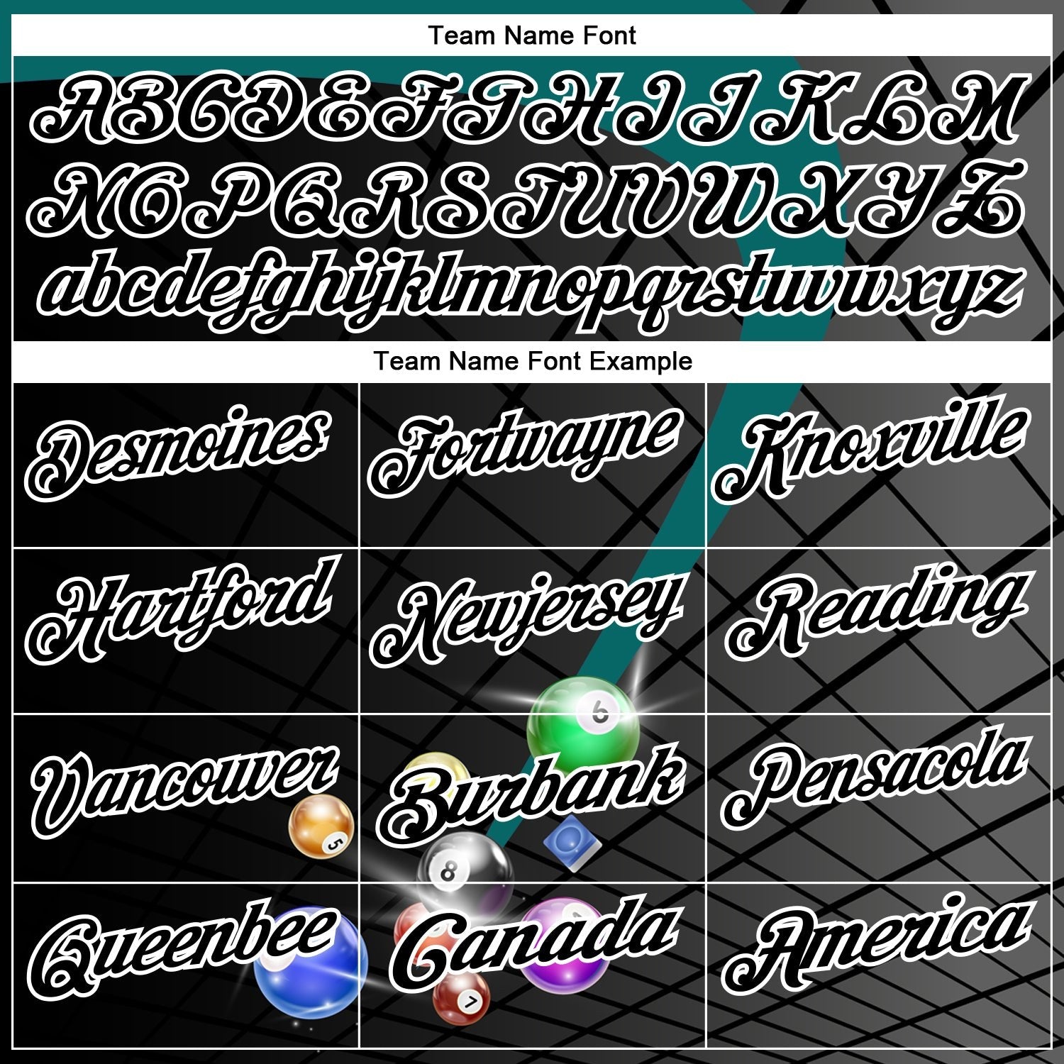 Custom Black Teal-White Billiard Balls Performance Polo Shirt photo 4