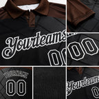 Custom Black Brown-White Billiard Balls Performance Polo Shirt detail