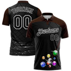 Custom Black Brown-White Billiard Balls Performance Polo Shirt photo 1