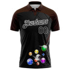 Custom Black Brown-White Billiard Balls Performance Polo Shirt photo 2