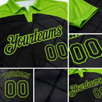 Custom Black-Neon Green Billiard Balls Performance Polo Shirt detail
