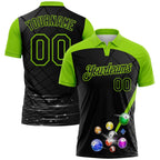 Custom Black-Neon Green Billiard Balls Performance Polo Shirt photo 1