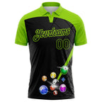 Custom Black-Neon Green Billiard Balls Performance Polo Shirt photo 2