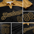 Custom Black-Old Gold Billiard Balls Performance Polo Shirt detail