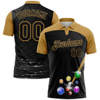 Custom Black-Old Gold Billiard Balls Performance Polo Shirt photo 1