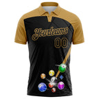 Custom Black-Old Gold Billiard Balls Performance Polo Shirt photo 2