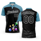 Custom Black Shadow Blue-White Billiard Balls Performance Polo Shirt