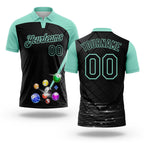 Custom Black-Ice Blue Billiard Balls Performance Polo Shirt