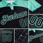 Custom Black-Ice Blue Billiard Balls Performance Polo Shirt detail