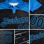 Custom Black-Powder Blue Billiard Balls Performance Polo Shirt detail