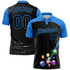 Custom Black-Powder Blue Billiard Balls Performance Polo Shirt photo 1