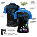 Custom Black-Powder Blue Billiard Balls Performance Polo Shirt photo 3