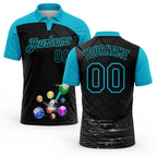 Custom Black-Lakes Blue Billiard Balls Performance Polo Shirt