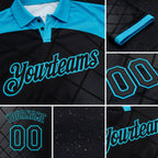 Custom Black-Lakes Blue Billiard Balls Performance Polo Shirt detail