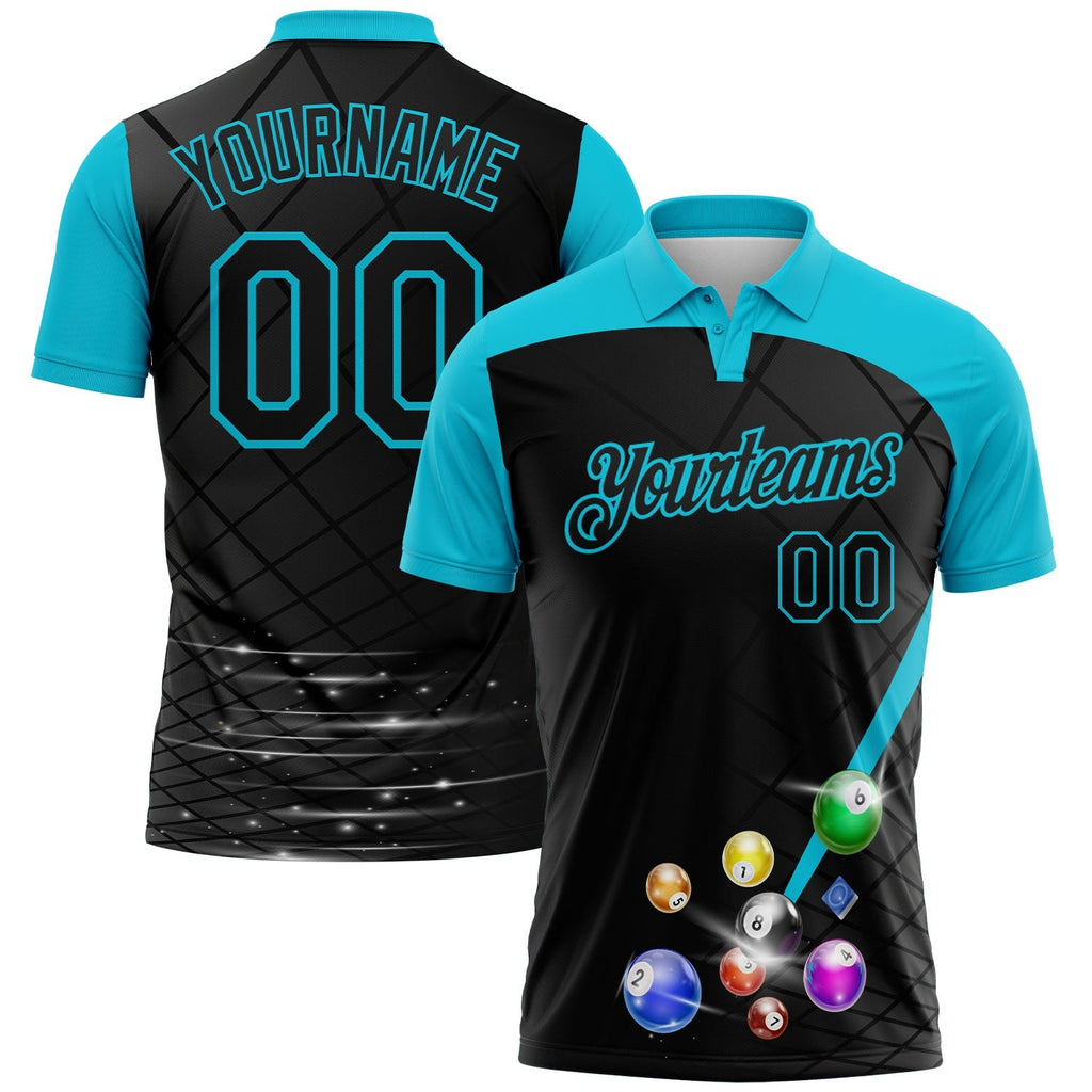 Custom Black-Lakes Blue Billiard Balls Performance Polo Shirt photo 1