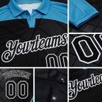 Custom Black Panther Blue-White Billiard Balls Performance Polo Shirt detail