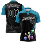 Custom Black Panther Blue-White Billiard Balls Performance Polo Shirt photo 1