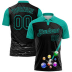 Custom Black-Aqua Billiard Balls Performance Polo Shirt photo 1