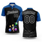 Custom Black Thunder Blue-White Billiard Balls Performance Polo Shirt
