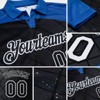 Custom Black Thunder Blue-White Billiard Balls Performance Polo Shirt detail
