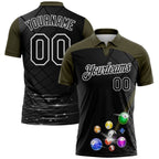 Custom Black Olive-White Billiard Balls Performance Polo Shirt photo 1