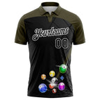 Custom Black Olive-White Billiard Balls Performance Polo Shirt photo 2