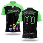 Custom Black-Pea Green Billiard Balls Performance Polo Shirt