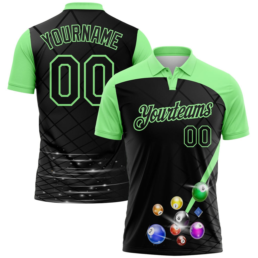 Custom Black-Pea Green Billiard Balls Performance Polo Shirt photo 1