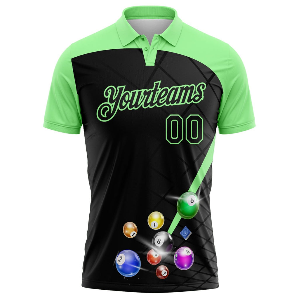 Custom Black-Pea Green Billiard Balls Performance Polo Shirt photo 2