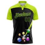 Custom Black-Neon Green Billiard Balls Performance Polo Shirt photo 2