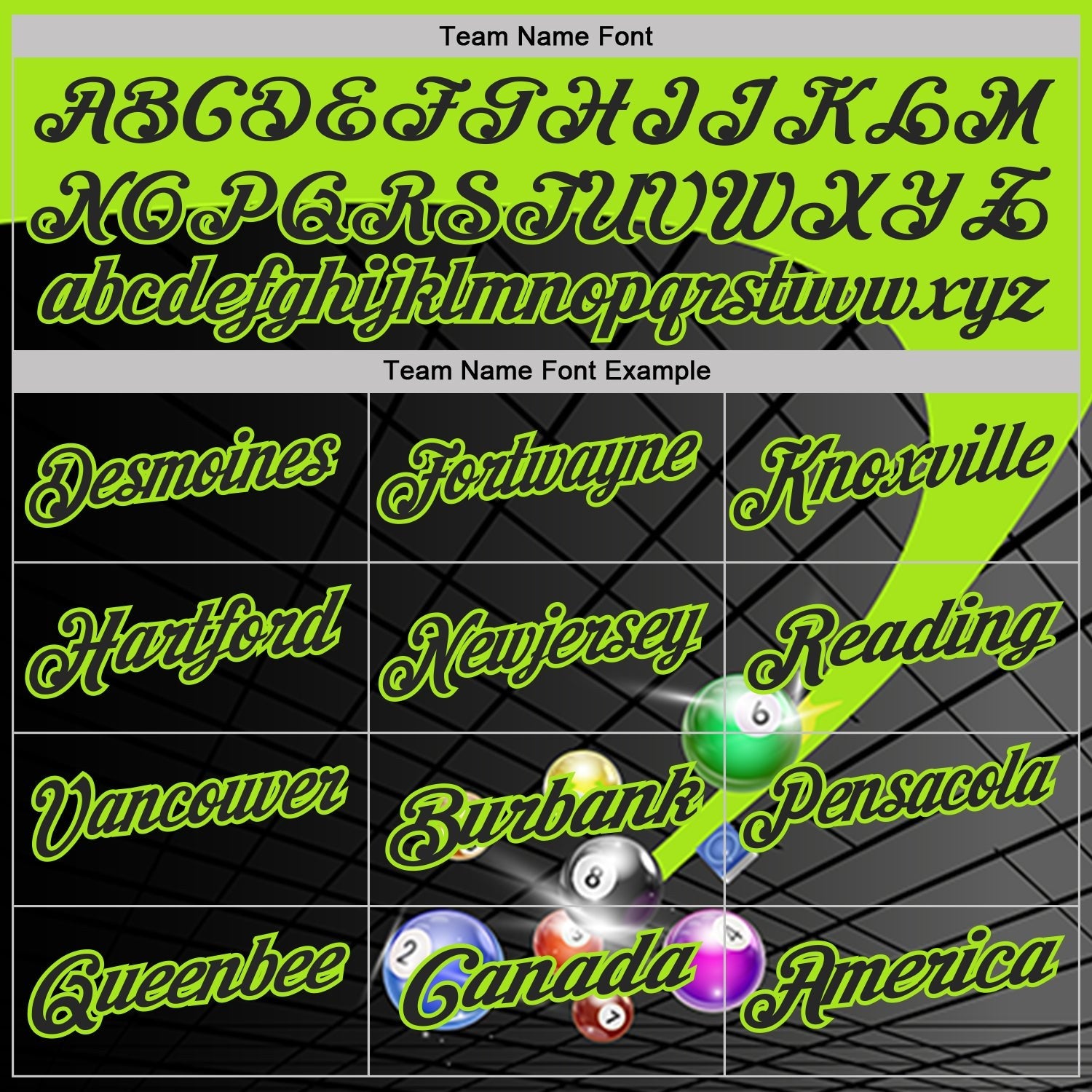 Custom Black-Neon Green Billiard Balls Performance Polo Shirt photo 3