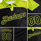 Custom Black-Neon Yellow Billiard Balls Performance Polo Shirt detail