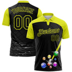 Custom Black-Neon Yellow Billiard Balls Performance Polo Shirt photo 1