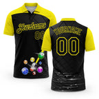 Custom Black-Light Yellow Billiard Balls Performance Polo Shirt