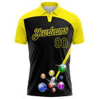 Custom Black-Light Yellow Billiard Balls Performance Polo Shirt photo 2